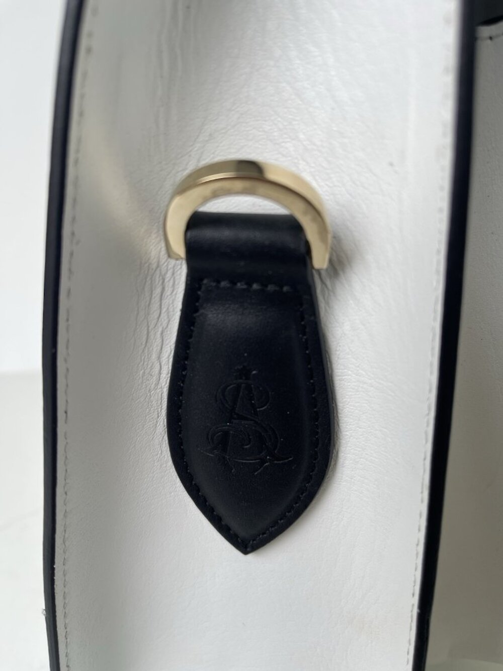 The Office of Angela Scott The Babe Black White Leather Top Handle Bag Italy - Picture 8 of 11